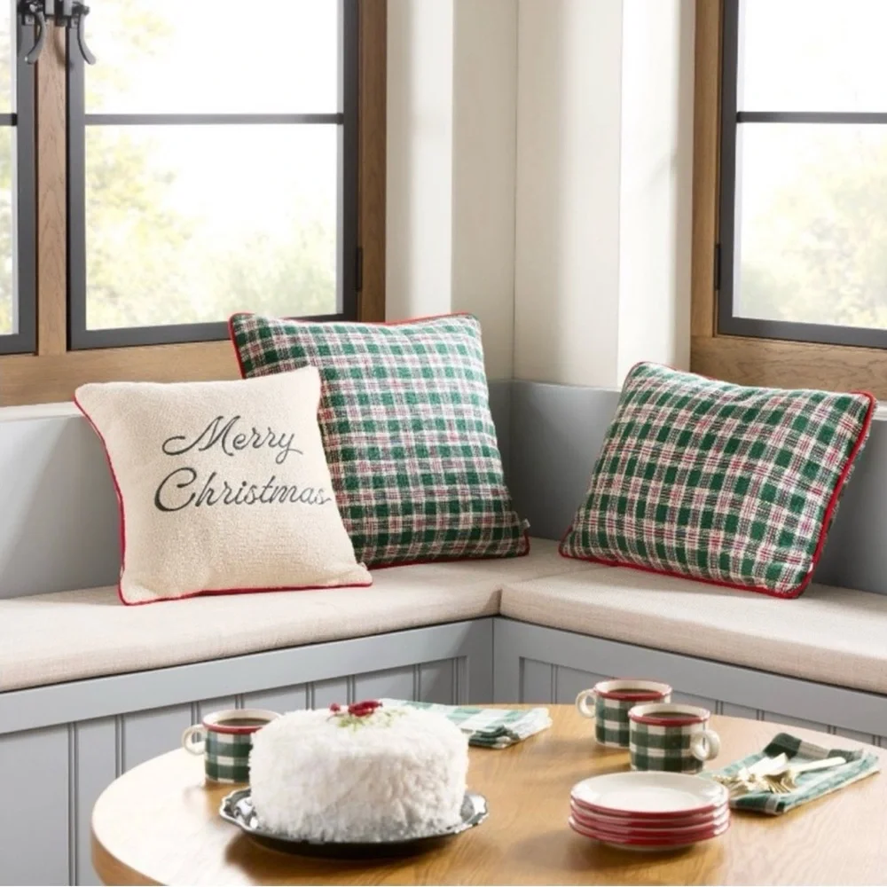 Hearth & Hand with Magnolia Vintage Plaid Lumbar Toss Pillow Green and Red NWT - Picture 15 of 15
